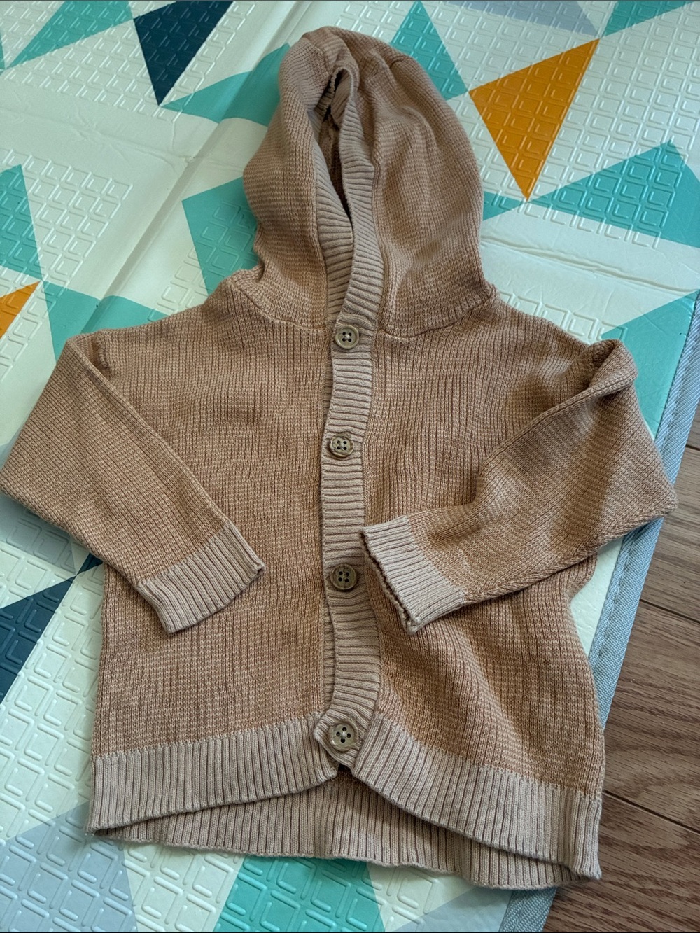 20/25$ 🧸 Kids Hooded Button-Up Knit Cardigan - Tan